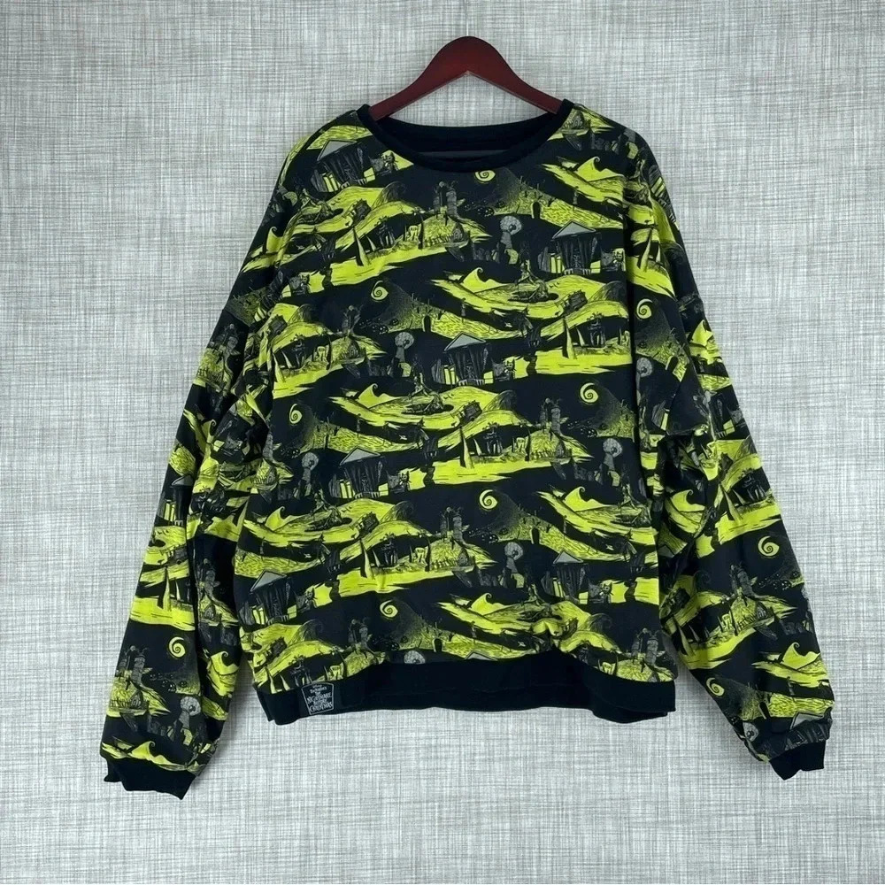 Disney Nighmare before Christmas Reversible Sweatshirt AOP Mens XXL 1999 - Picture 2 of 9
